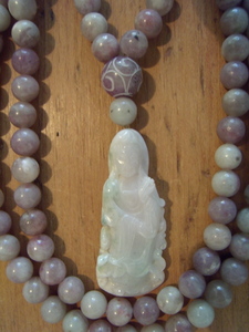 Milky Sage Amethyst and Green/Purple Jade Mala