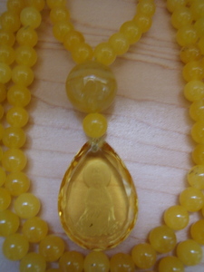 Yellow Jade and Crystal Mala