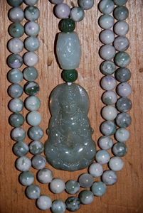 Green Moss Jasper and Jadeite Mala