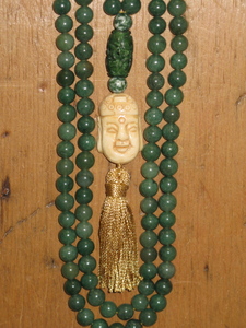 Green Aventurine, Green Jade, and Bone Mala