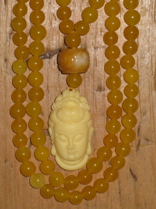 Yellow Jade and Bone Mala