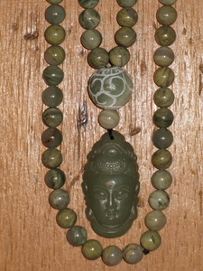 Olivine Lace Band Agate and Jade Mala