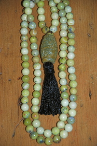 Yellow Turquoise and Watermelon Jade Mala