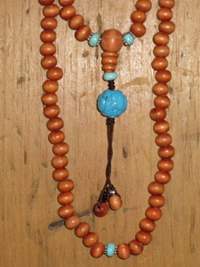 Six-way Wood and Turquoise Mala